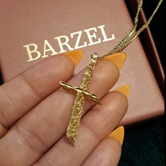 Barzel 18K Gold Plated Cross Necklace - Picture 5 of 6